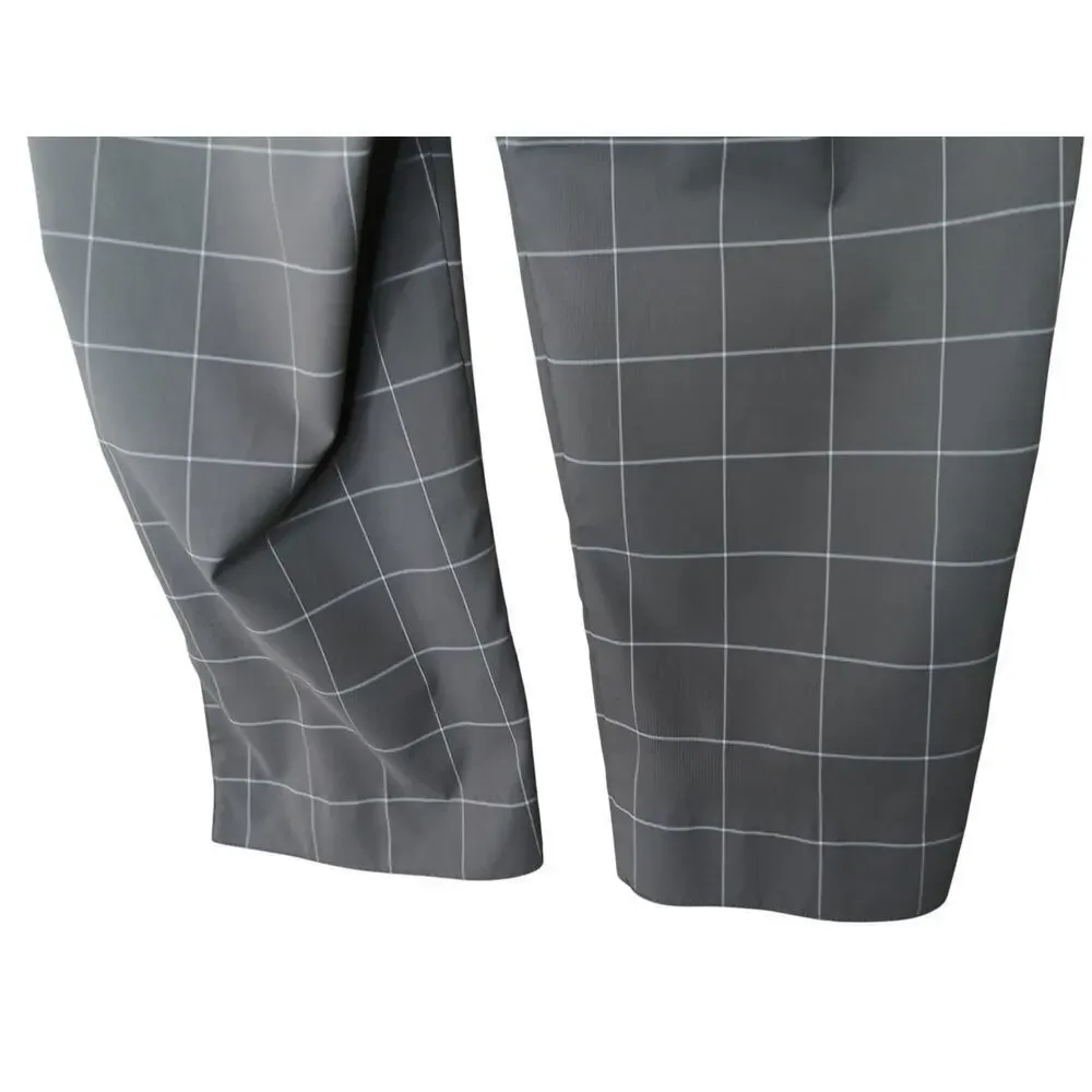Nike Golf Pants Size 8 Gray Windowpane Plaid Dri-Fit Cropped Capris Activewear
